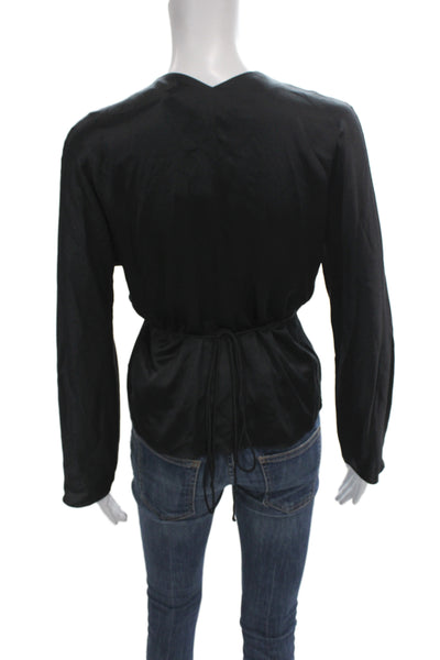 Vince Women Blouse V Neck Long Sleeve Solid Size XS