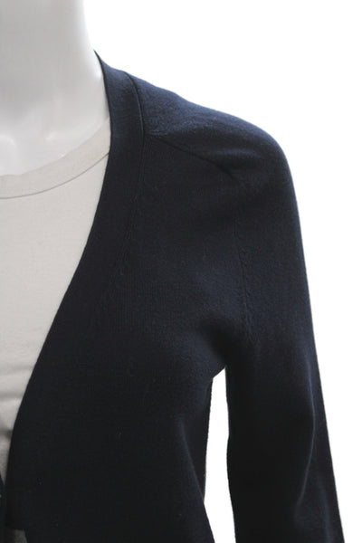 Vince Unisex Cardigan Dark Blue V Neck Button 3/4 Sleeve Cotton Cashmere Size S