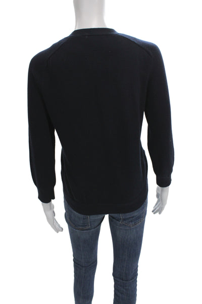 Vince Unisex Cardigan Dark Blue V Neck Button 3/4 Sleeve Cotton Cashmere Size S