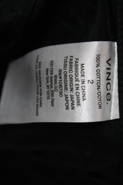 Vince Unisex Cropped Dress Pants Black 100% Cotton Button Size 2
