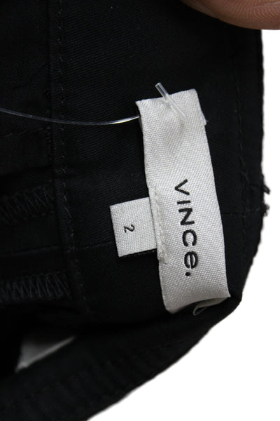 Vince Unisex Cropped Dress Pants Black 100% Cotton Button Size 2