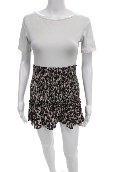 Red Carter Women Mini Flare Skirt Black Animal Print Polyester Size S