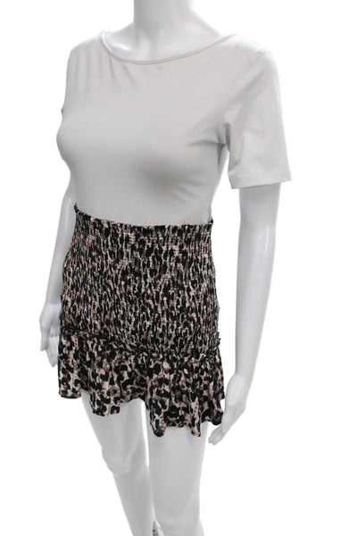 Red Carter Women Mini Flare Skirt Black Animal Print Polyester Size S