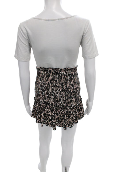 Red Carter Women Mini Flare Skirt Black Animal Print Polyester Size S