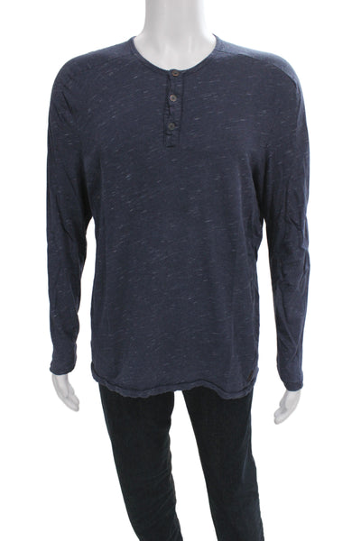 John Varvatos Star USA Men Dark Blue T-Shirt Cotton Blend Long Sleeve Size XL