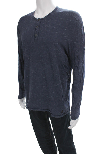 John Varvatos Star USA Men Dark Blue T-Shirt Cotton Blend Long Sleeve Size XL