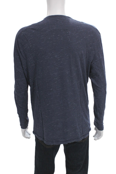 John Varvatos Star USA Men Dark Blue T-Shirt Cotton Blend Long Sleeve Size XL