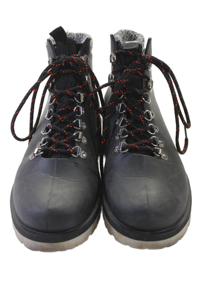 Barneys New York Womens Lace Up Block Heel Rubber Ankle Boots Black Size 38