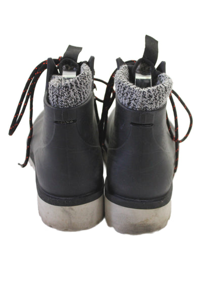 Barneys New York Womens Lace Up Block Heel Rubber Ankle Boots Black Size 38
