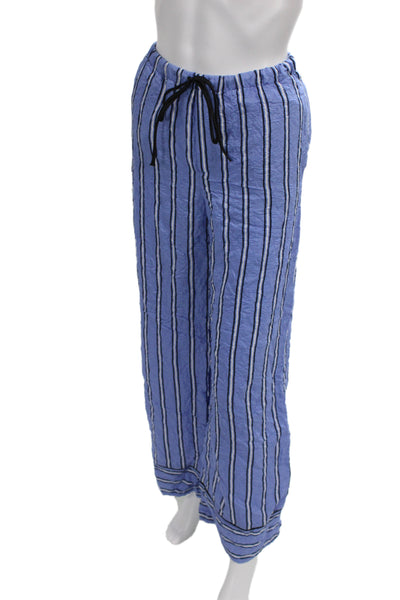 Zara Mens Striped Blue Sweatpants Drawstring Viscose Polyamide Size S