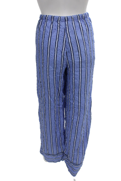 Zara Mens Striped Blue Sweatpants Drawstring Viscose Polyamide Size S