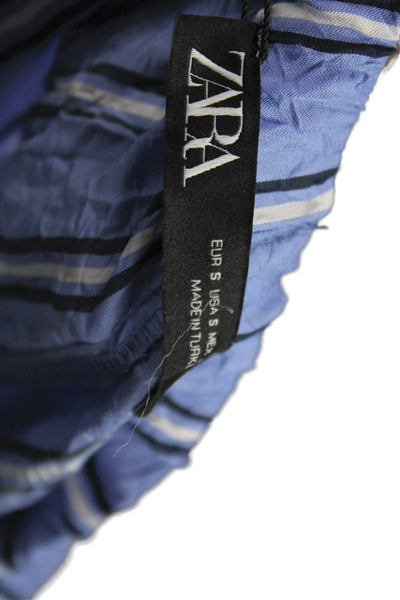 Zara Mens Striped Blue Sweatpants Drawstring Viscose Polyamide Size S