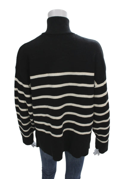 Zara Unisex Striped Black High Neck Pullover Sweater Long Sleeve Size M