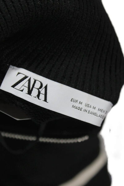 Zara Unisex Striped Black High Neck Pullover Sweater Long Sleeve Size M