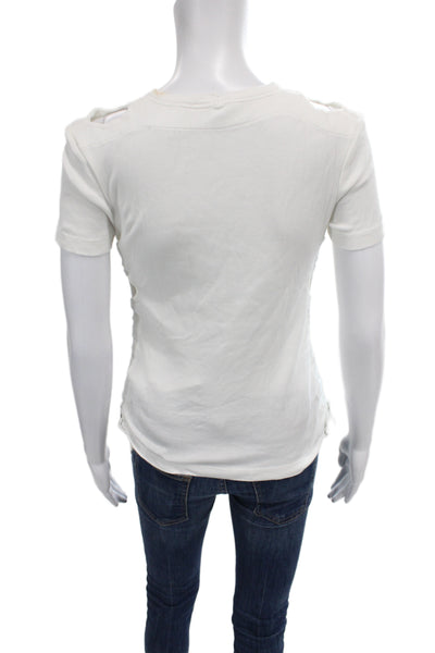 Helmut Lang Womens Basic White Cotton Crew Neck Short Sleeve T-Shirt Size S