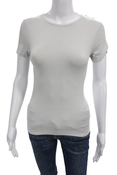 Skims Women Basic Gray Crew Neck Pullover Short Sleeve Nylon T-Shirt Size M