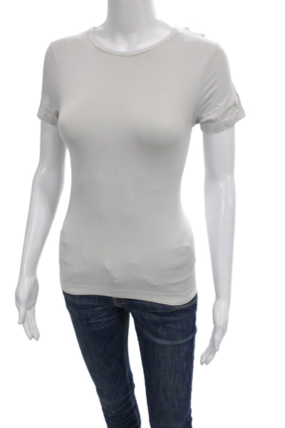 Skims Women Basic Gray Crew Neck Pullover Short Sleeve Nylon T-Shirt Size M