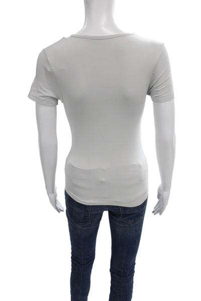 Skims Women Basic Gray Crew Neck Pullover Short Sleeve Nylon T-Shirt Size M