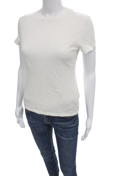 Theory Women Basic White Crew Neck Short Sleeve T-Shirt Organic Cotton Size S