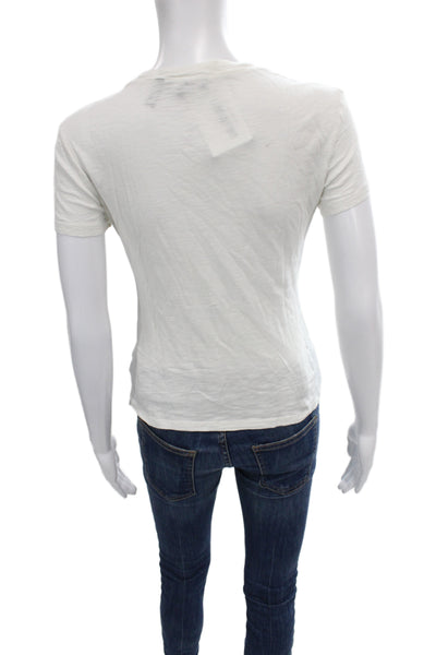 Theory Women Basic White Crew Neck Short Sleeve T-Shirt Organic Cotton Size S