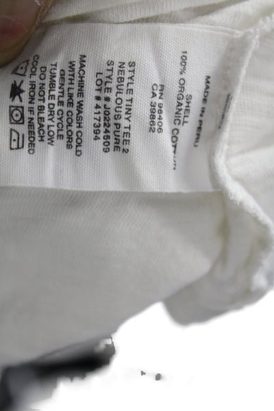 Theory Women Basic White Crew Neck Short Sleeve T-Shirt Organic Cotton Size S