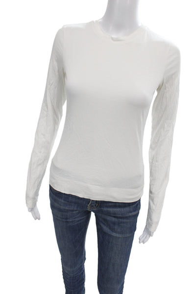 Theory Womens White Cotton Basic Long Sleeve T-Shirt Size S