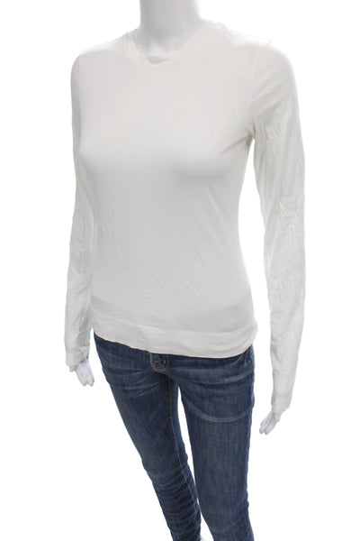 Theory Womens White Cotton Basic Long Sleeve T-Shirt Size S