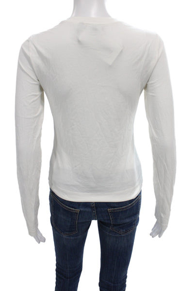 Theory Womens White Cotton Basic Long Sleeve T-Shirt Size S