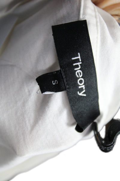 Theory Womens White Cotton Basic Long Sleeve T-Shirt Size S