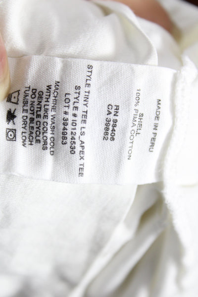 Theory Womens White Cotton Basic Long Sleeve T-Shirt Size S