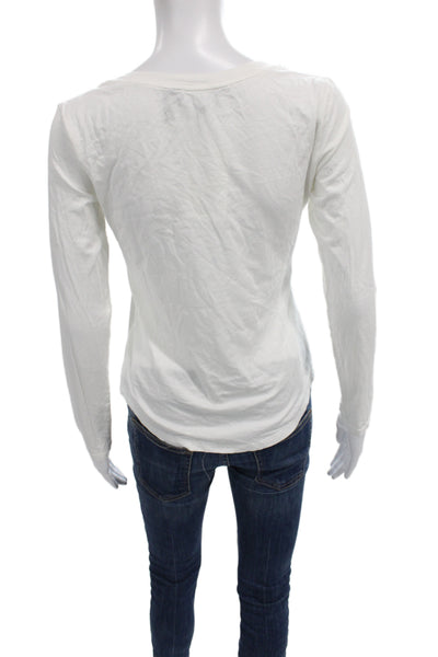 Theory Womens Basic White Round Neck Long Sleeve T-Shirt Size S