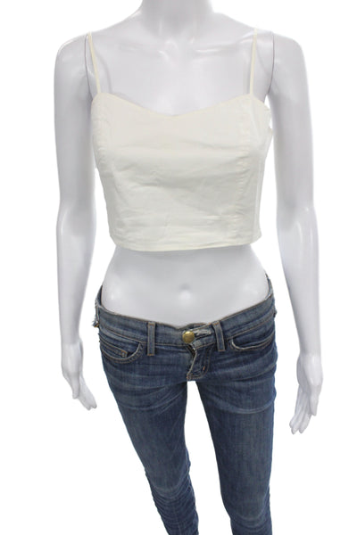 Theory Womens Cropped Camisole White Cotton Zip Sleeveless Size S