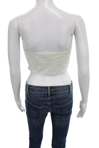 Theory Womens Cropped Camisole White Cotton Zip Sleeveless Size S