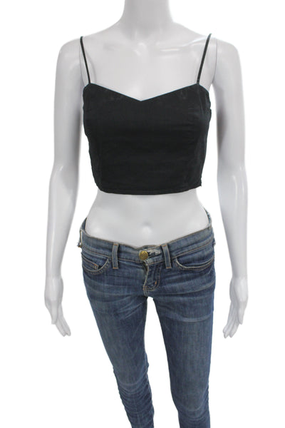 Theory Womens Cropped Camisole Black Cotton Zip Sleeveless Designer Size S