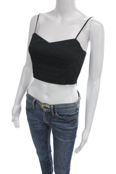 Theory Womens Cropped Camisole Black Cotton Zip Sleeveless Designer Size S