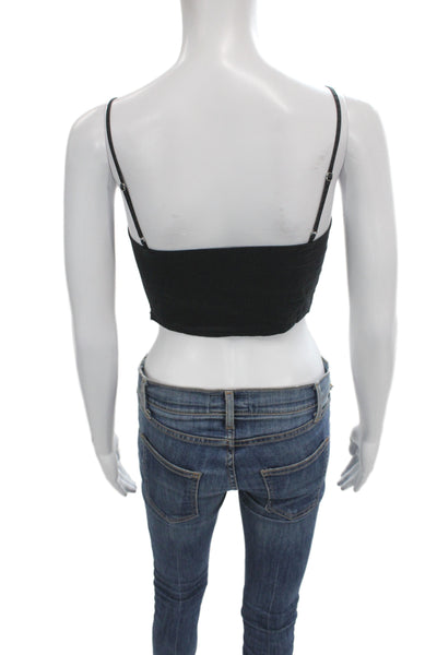Theory Womens Cropped Camisole Black Cotton Zip Sleeveless Designer Size S