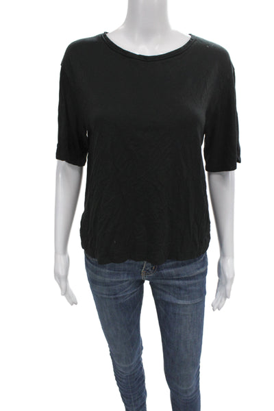 Theory Womens Basic Black Cotton Crew Neck Short Sleeve T-Shirt Size S
