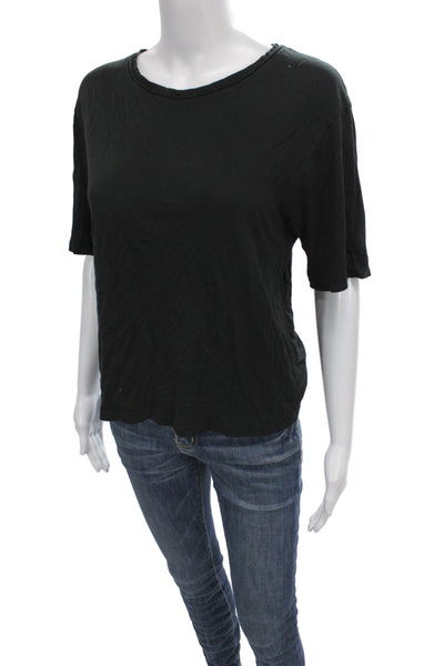 Theory Womens Basic Black Cotton Crew Neck Short Sleeve T-Shirt Size S
