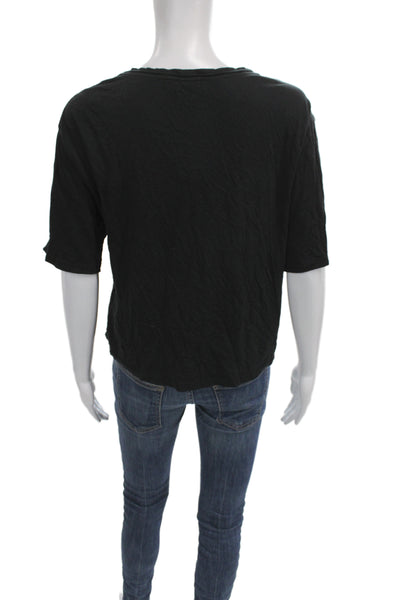 Theory Womens Basic Black Cotton Crew Neck Short Sleeve T-Shirt Size S