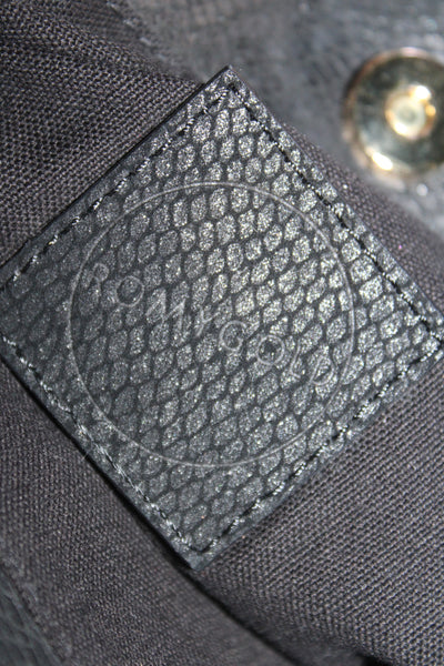 Romy Gold Women's Fold Over Embossed Leather Clutch Handbag Black