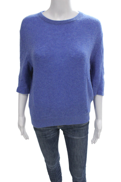Khaite Unisex Pullover Sweater Blue Cashmere Blend 3/4 Sleeve Crewneck Size M