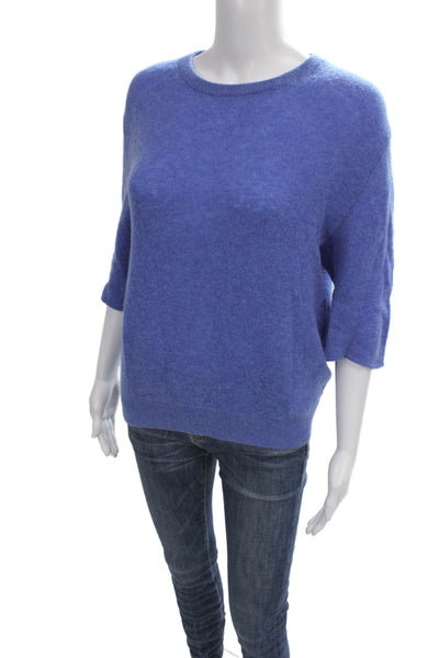 Khaite Unisex Pullover Sweater Blue Cashmere Blend 3/4 Sleeve Crewneck Size M