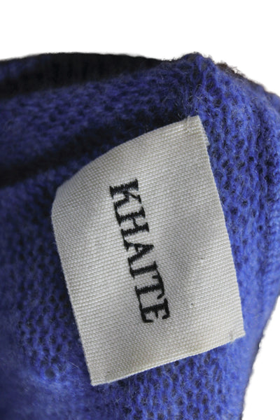 Khaite Unisex Pullover Sweater Blue Cashmere Blend 3/4 Sleeve Crewneck Size M