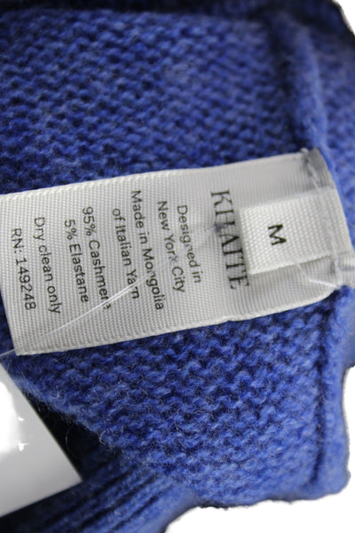Khaite Unisex Pullover Sweater Blue Cashmere Blend 3/4 Sleeve Crewneck Size M
