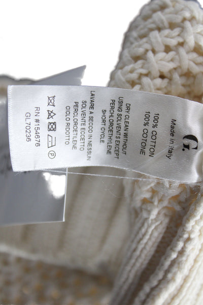 G. Unisex Crew Neck Short Sleeve Cotton Pullover Sweater Beige Button Size L