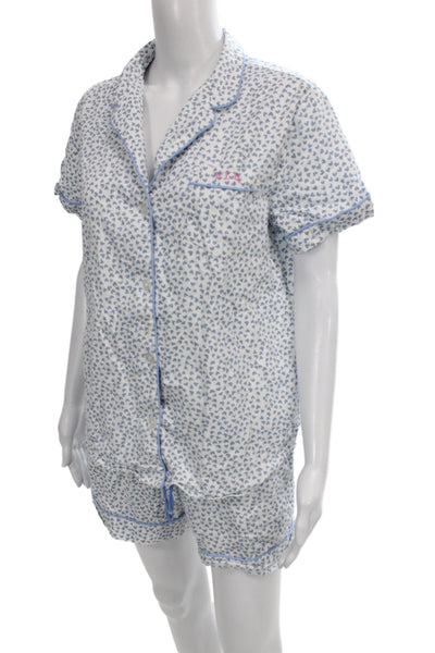 Petite Plume Womens Cotton Geometric Print SleepWear Set Light Blue Size M