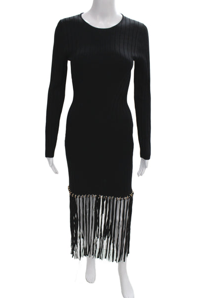 Simkhai Women Bodycon Sweater Dress Black Long Sleeve Size S
