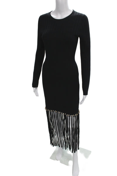 Simkhai Women Bodycon Sweater Dress Black Long Sleeve Size S