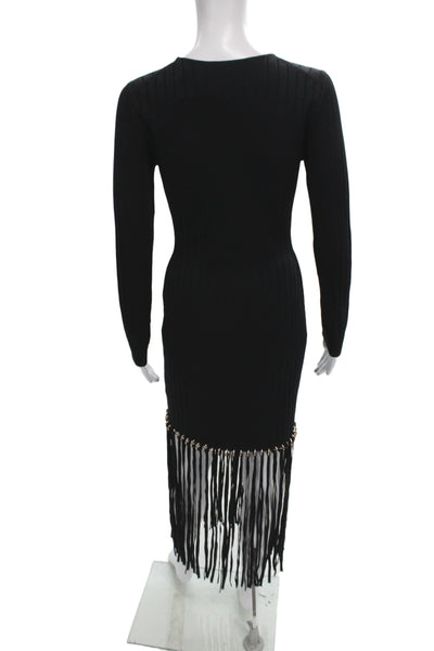 Simkhai Women Bodycon Sweater Dress Black Long Sleeve Size S
