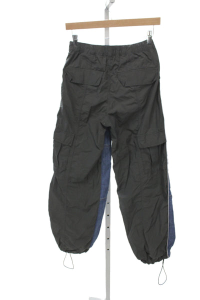 Ksubi Unisex Cargo Jogger Pants Dark Blue High Rise Button Fly Army Size 23